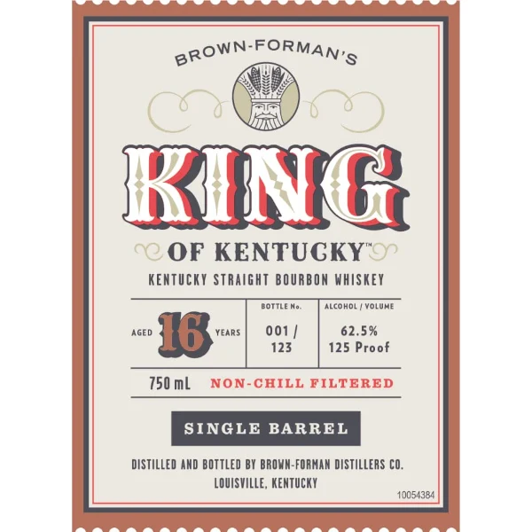 King Of Kentucky 16 Year Old Bourbon 2023 Release Single Barrel