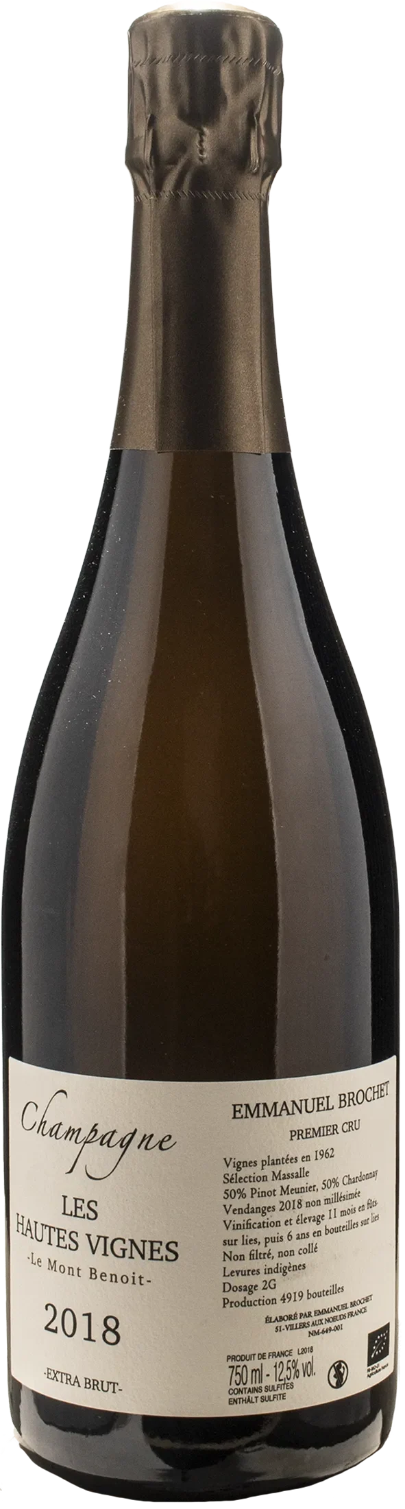 Emmanuel Brochet Champagne 1er Cru Extra Brut Les Hautes Vignes Le Mont Benoit 2018
