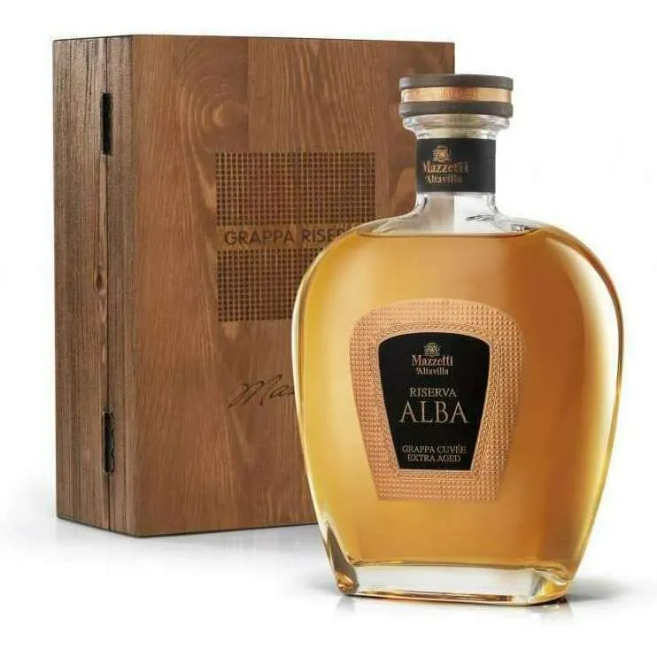 MAZZETTI D' ALTAVILLA Grappa Riserva Alba invecchiata 18 mesi (70CL, 43.0% Vol.) - Cofanetto in legno