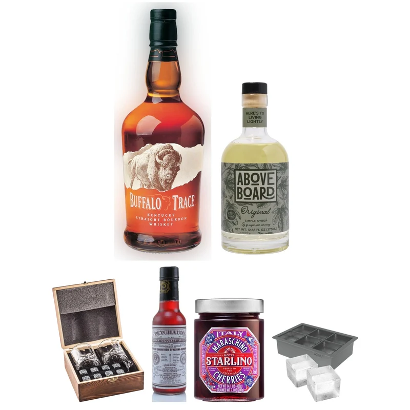 Old Fashioned Kit — Buffalo Trace, Glasses, Bitters, Syrup & Cherries