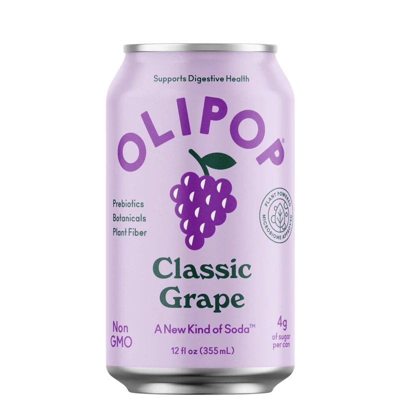 OLIPOP Classic Grape Prebiotic Soda 12oz