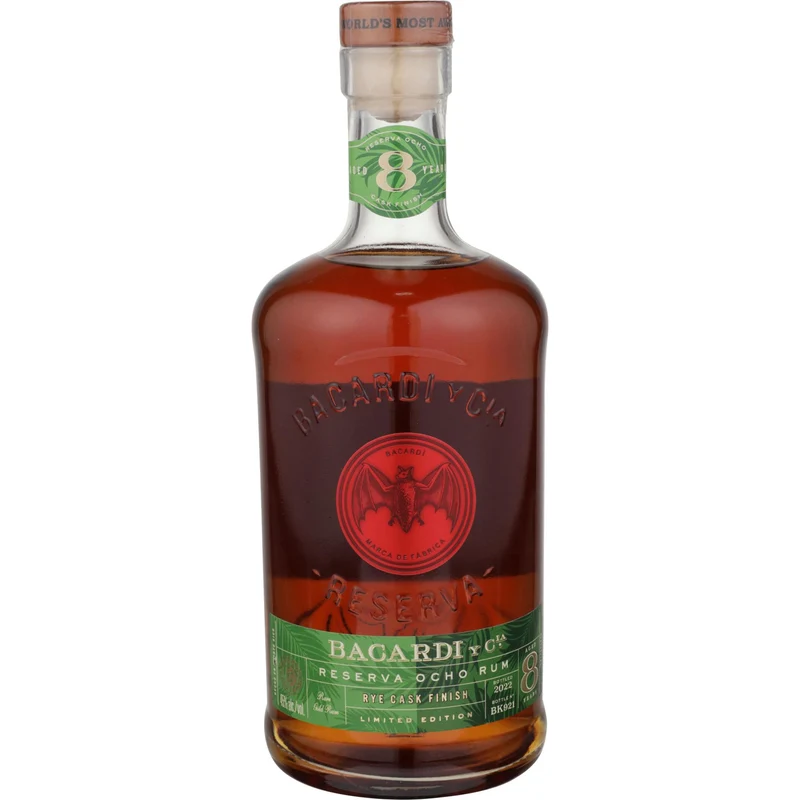 Bacardi Aged Rum Reserva Ocho Rye Cask Finish Limited Edition 8 Year