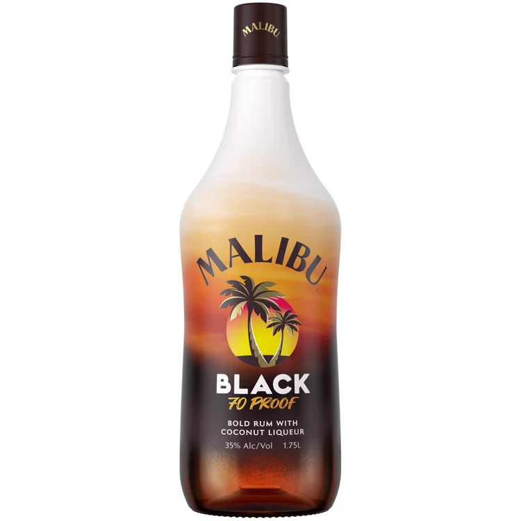 Malibu Black Coconut Flavored Rum 1.75L