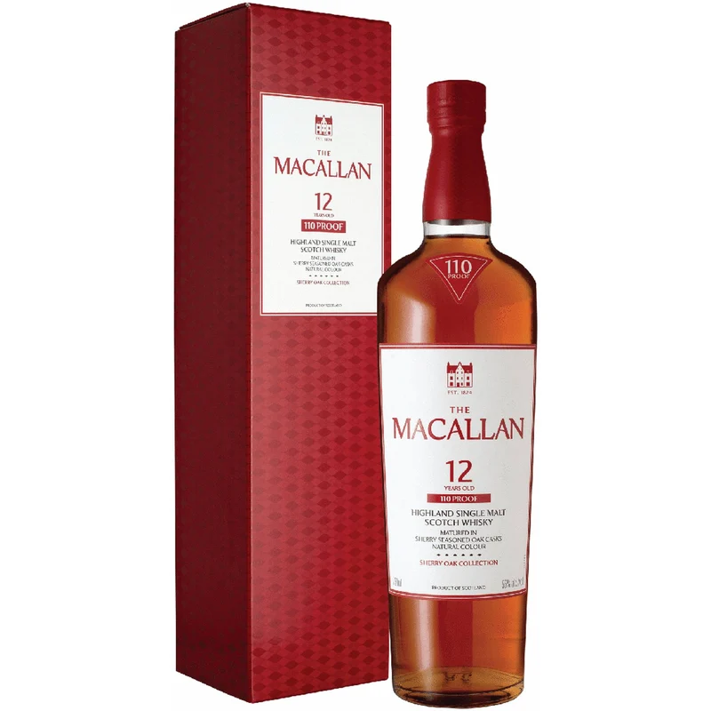 The Macallan 12 Years Old Sherry Oak 110 Proof Highland Single Malt Scotch Whiskey