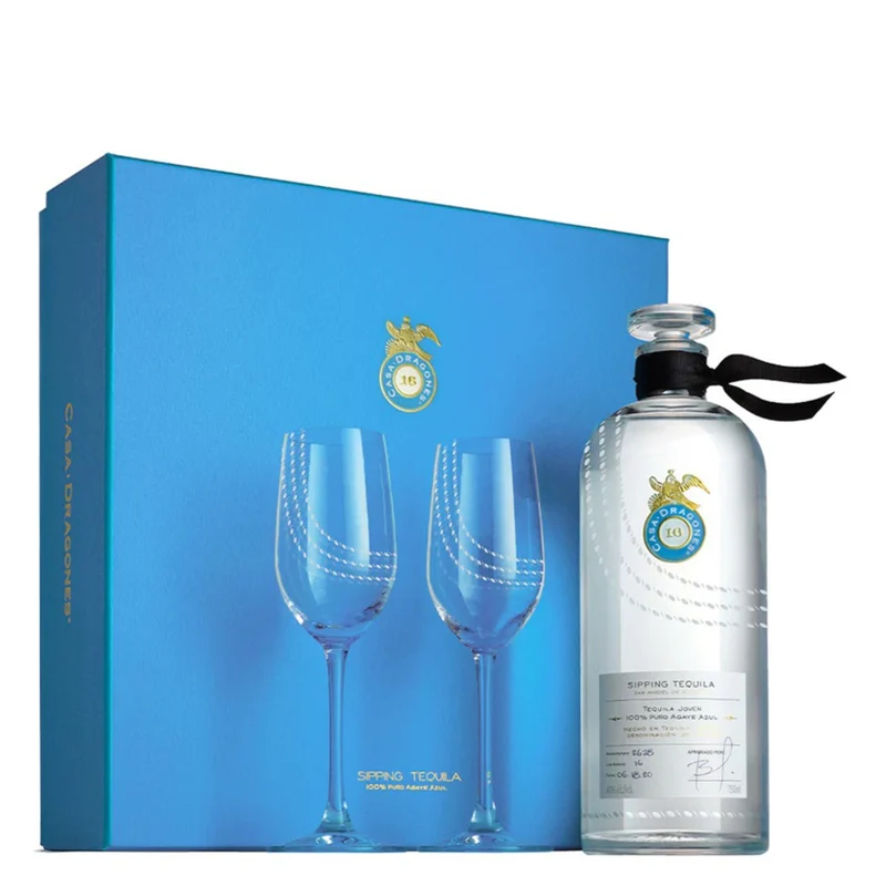 Casa Dragones Joven Tequila with Two Flutes 750ml