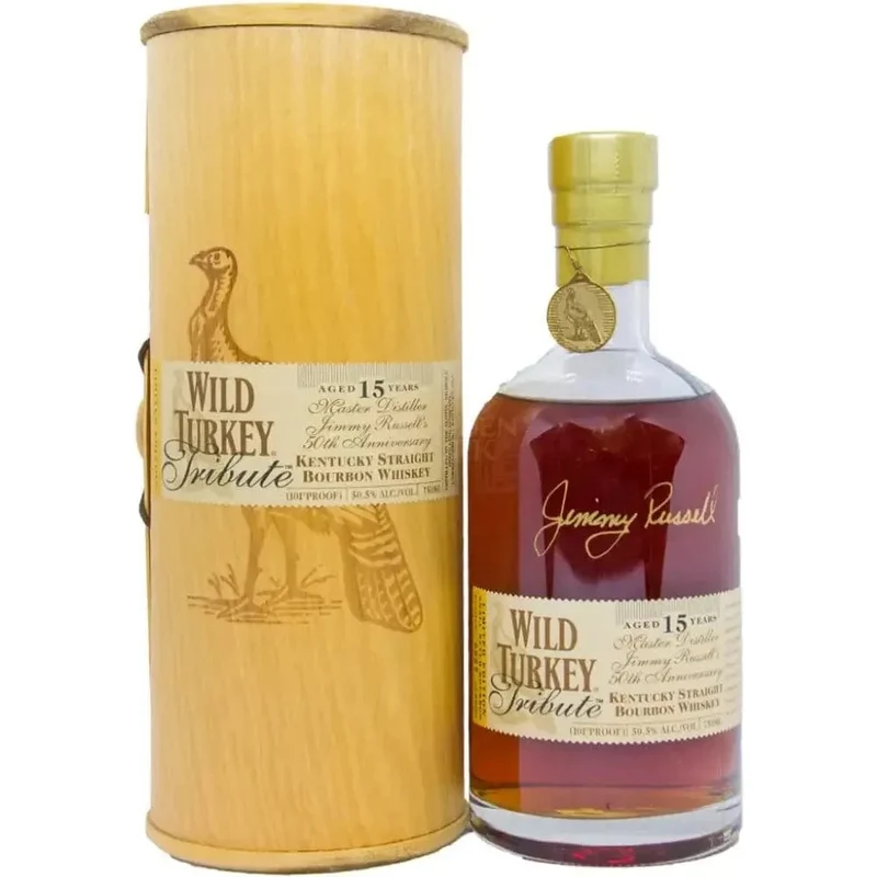 Wild Turkey Tribute 15 Year Old Jimmy Russell 50th Anniversary 2005 Kentucky Straight Bourbon Whiskey 750ml signed