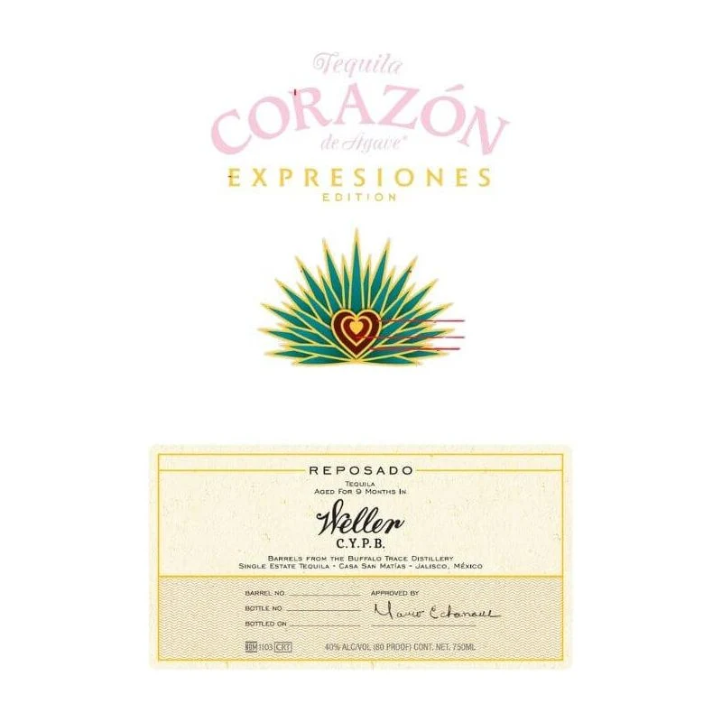 Corazón de Agave Expresiones Reposado Tequila Aged in W.L. Weller C.Y.P.B. Barrels