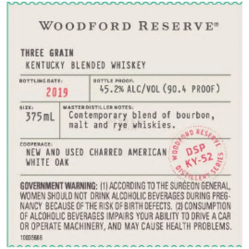 Woodford Reserve 2019 Three Grain 375ml