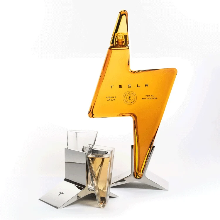 Tesla Limited Edition Anejo Tequila with matching Shot Glass Set