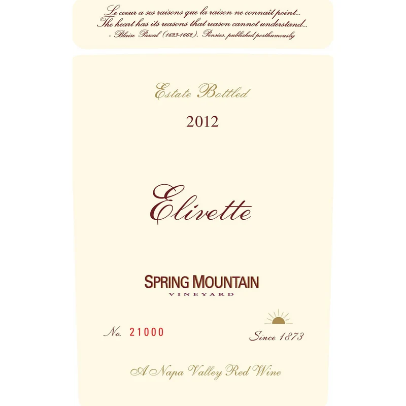 Spring Mountain Elivette Spring Mountain District Red Bordeaux Blend 750ml