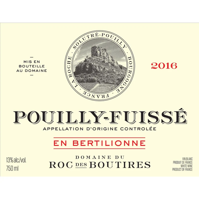 Roc Des Boutires En Bertilionne Pouilly-Fuisse Chardonnay 750ml