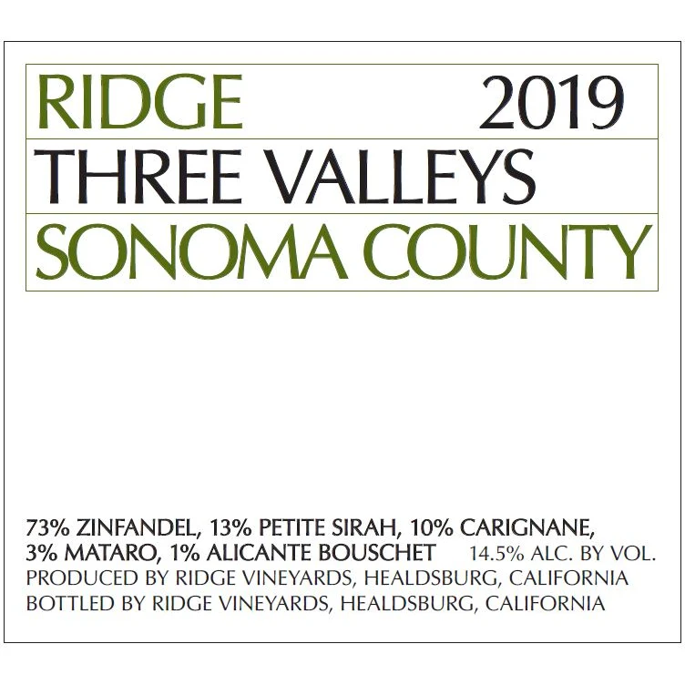 Ridge Three Valleys Red Blend 750ml
