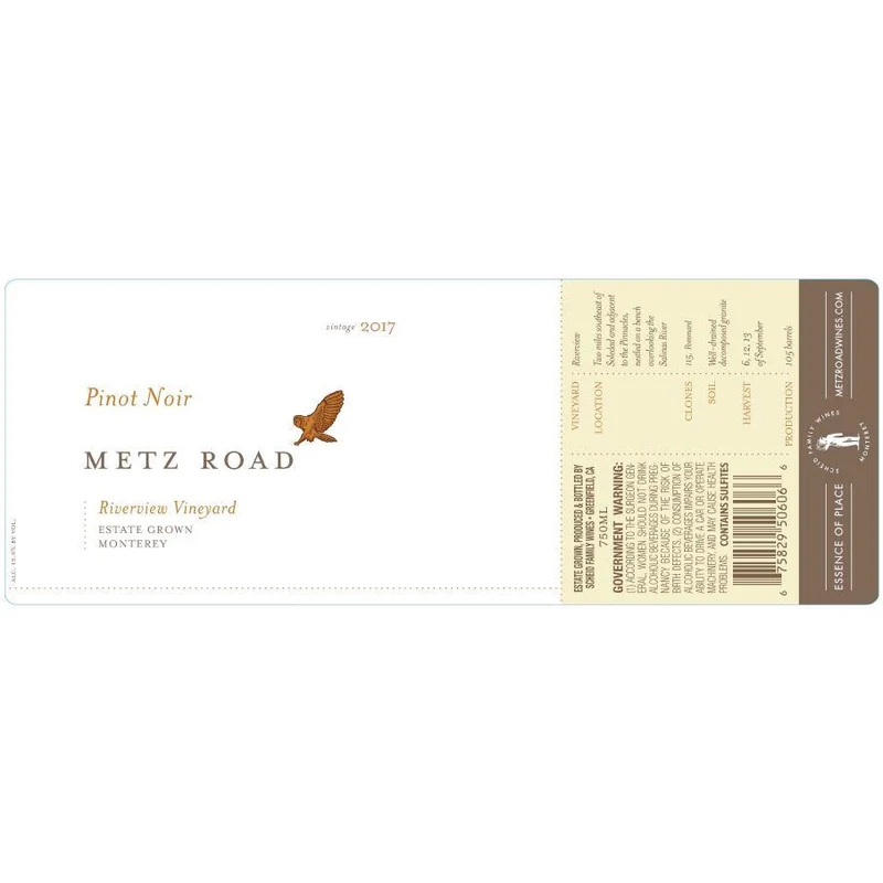Metz Road Monterey Riverview Vineyard Pinot Noir 750ml
