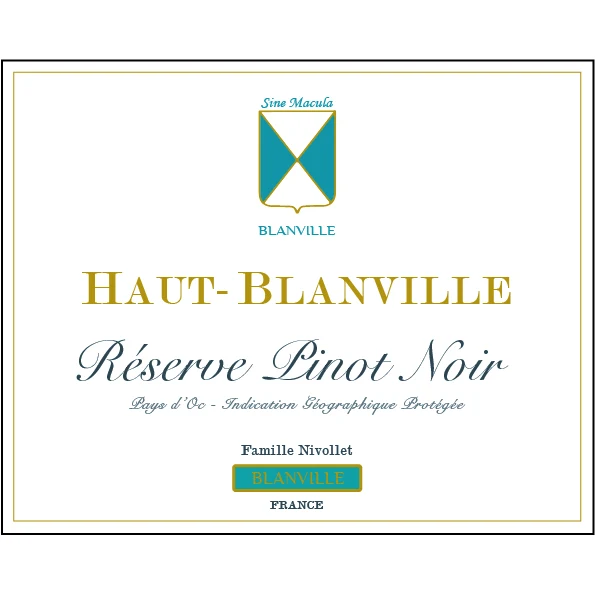 Chateau Haut-Blanville Pays d'Oc IGP Reserve Pinot Noir 750ml