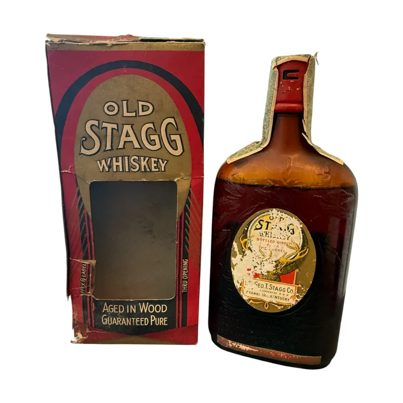 1916–1931 Old Stagg Medicinal Whiskey Pint w/ Original Box (Prohibition Era)