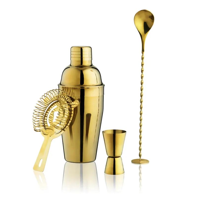 True 4-Piece Mixologist Barware Set in Gold