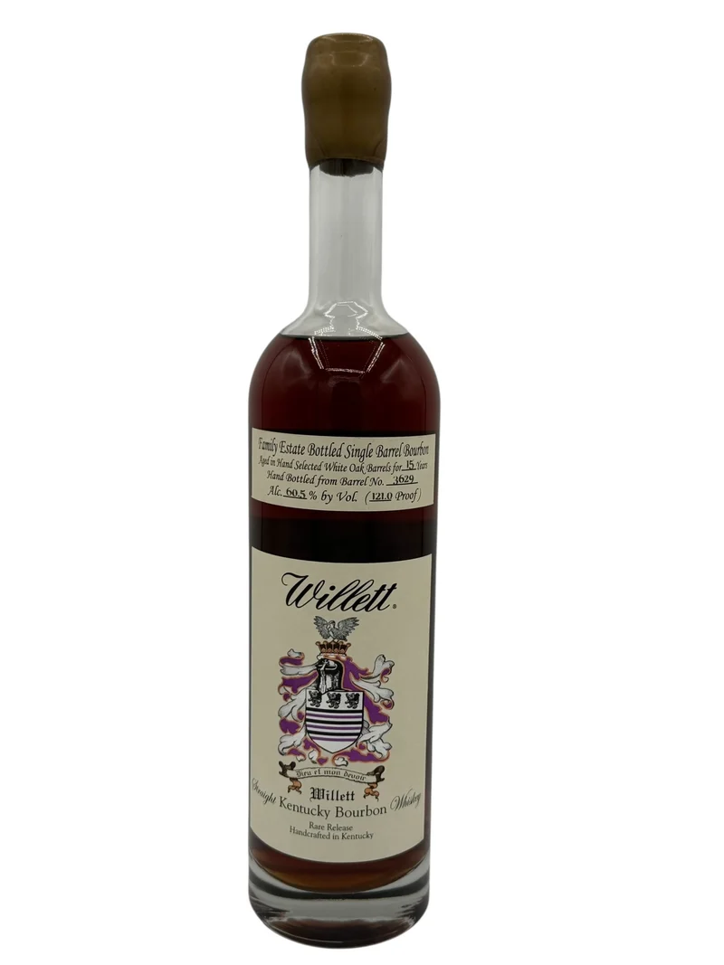 Willett Family Estate Single Barrel Bourbon 15 Year Old Gold Wax #3629 121 Proof (HIGH 5) SHORT BARREL - 52 BOTTLE COUNT