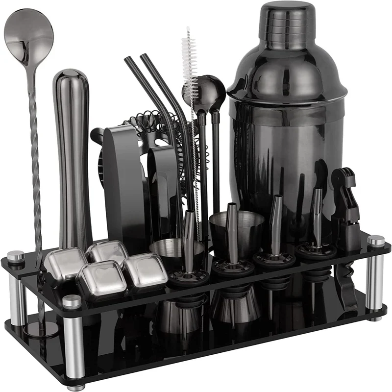 Cocktail Shaker Set Bartender Kit with Acrylic Stand