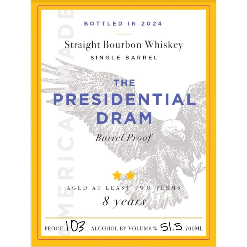 The Presidential Dram 8 Year Old Bourbon 2024 Release