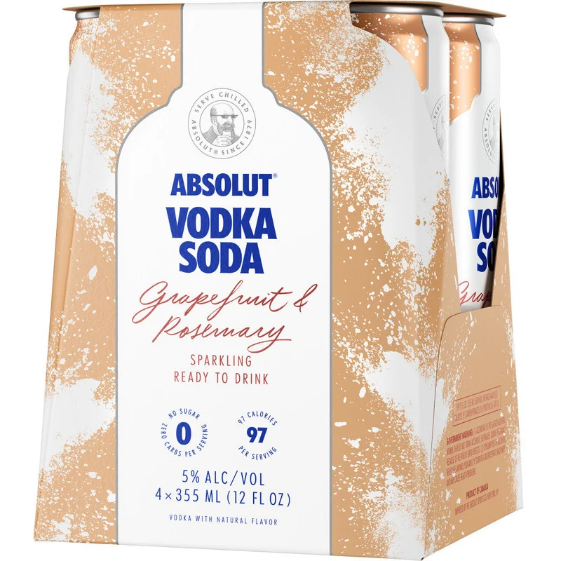 Absolut Ready to Drink Grapefruit & Rosemary Vodka Soda 4pk Cans