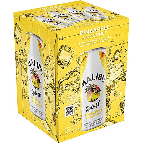 Malibu Splash Pineapple & Coconut 4pk Cans