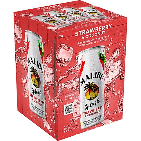 Malibu Splash Strawberry & Coconut 4pk Cans