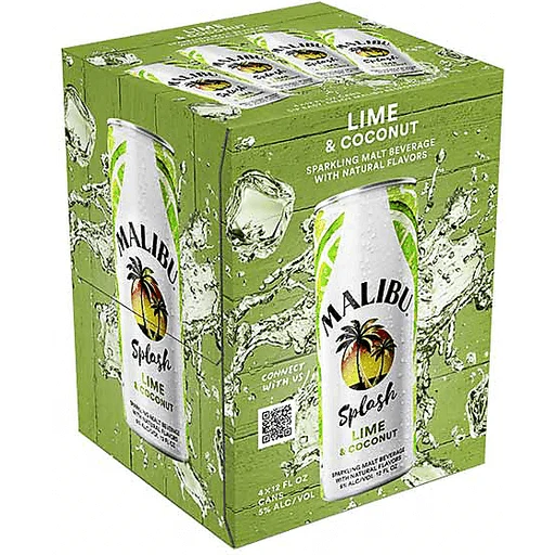 Malibu Splash Lime & Coconut 4pk Cans