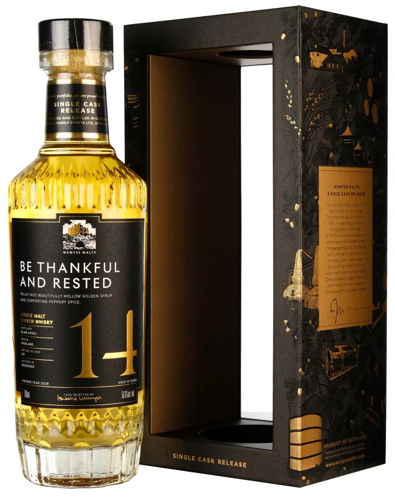 Blair Athol 2008-2022 | 14 Year Old Wemyss Malts Be Thankful And Rested Single Cask