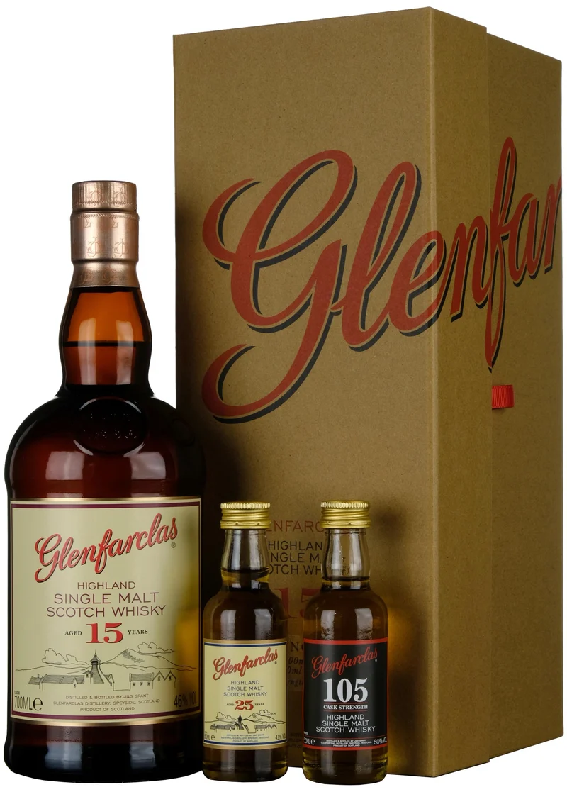 Glenfarclas 15 Year Old Gift Pack Including 25 Year Old & 105 Miniatures