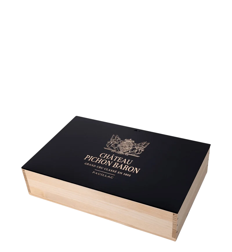 Château Pichon-Longueville au Baron de Pichon-Longueville Black Gift Box 2015 (6 flasker)