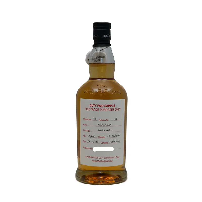 Kilkerran 14 Year Old Whisky Fresh Bourbon Duty Paid Sample Rotation 94 56.7%