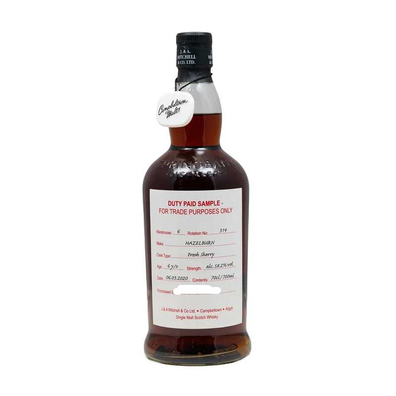 Hazelburn 6 Year Old Duty Paid Sample Rotation 314 58.2%