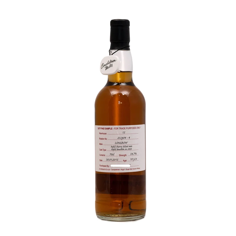 Longrow 10 Year Old Whisky Duty Paid Sample 23/p04-4 54.7%