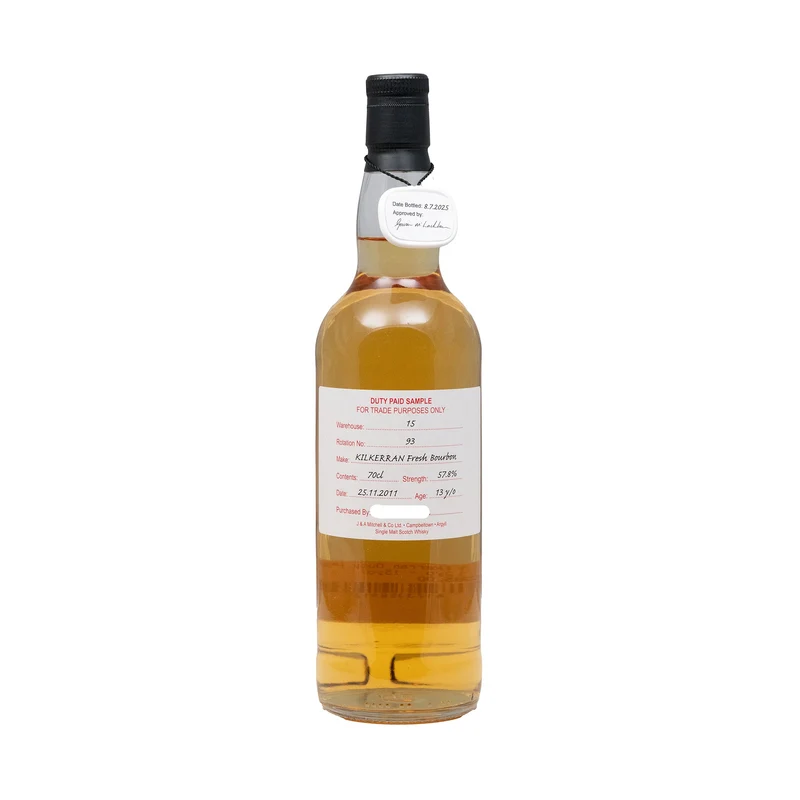 Kilkerran 13 Year Old Whisky Fresh Bourbon Duty Paid Sample Rotation 93 57.8%